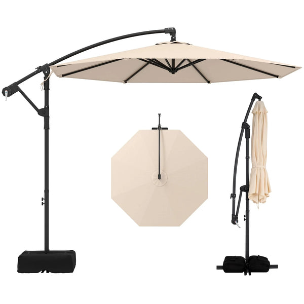Tangkula 10ft Patio Umbrella with Base Included with 360 Degree Rotation
